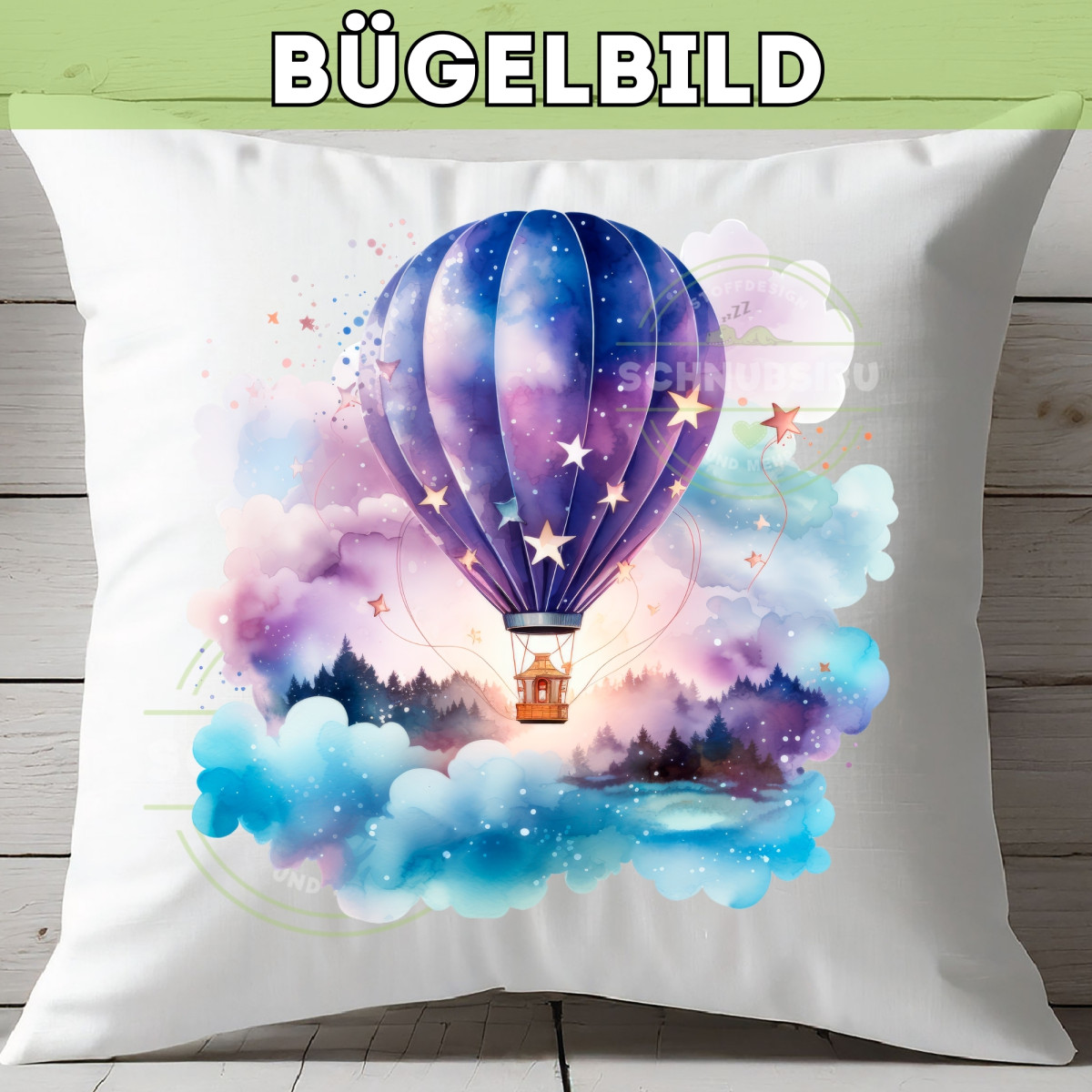 Bügelbild Heissluftballon lila
